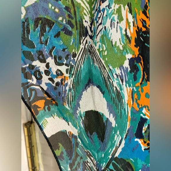 Zury lightweight semi sheer colorful peacock summer top beach cover up free size - Picture 5 of 7